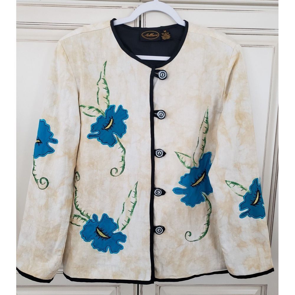Allure Floral Embroidered Jacket Marbled TieDye Spring Summer Easter Boutique‎ M